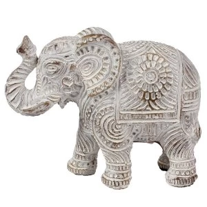 Image of Brushed White and Gold Small Thai Elephant Figurine