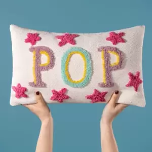 image of Pop Cotton Tufted Cushion Multicolour, Multicolour / 30 x 50cm / Polyester Filled