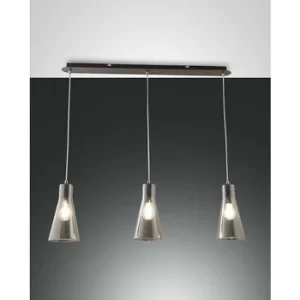 Image of Fabas Luce Dafne Straight Bar Pendant Ceiling Light Transparent Grey Glass, E27