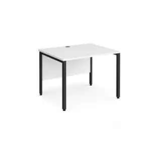 image of Office Desk 1000mm Rectangular Desk With Bench Leg White Tops With Black Frames 800mm Depth Maestro 25