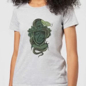 Image of Harry Potter Slytherin Drawn Crest Womens T-Shirt - Grey - 3XL