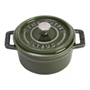 image of Staub La Cocotte 10cm round Cast iron Mini Cocotte basil-green