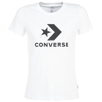 image of Converse STAR CHEVRON womens T shirt in White - Sizes S,M,XS