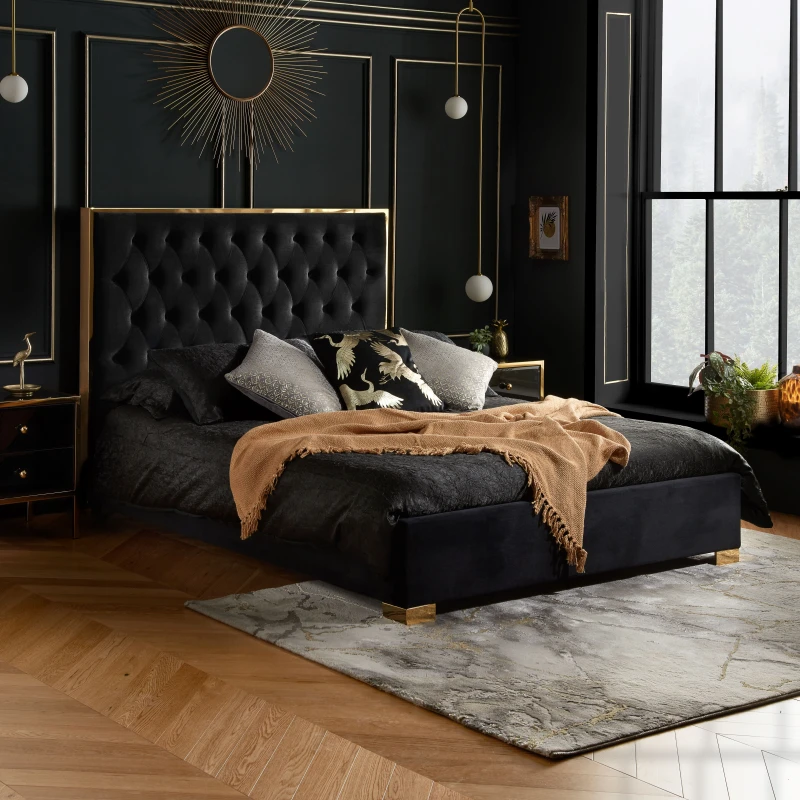Image of Birlea Chelsea 5ft King Size Black Fabric Bed Frame