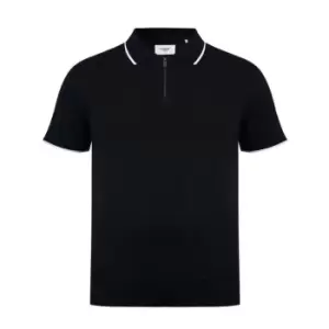 image of Firetrap Quarter Zip Short Sleeve Polo Shirt - Blue