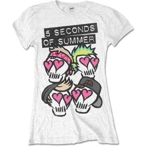 Image of 5 Seconds of Summer - Spray Skulls Womens Large T-Shirt - White