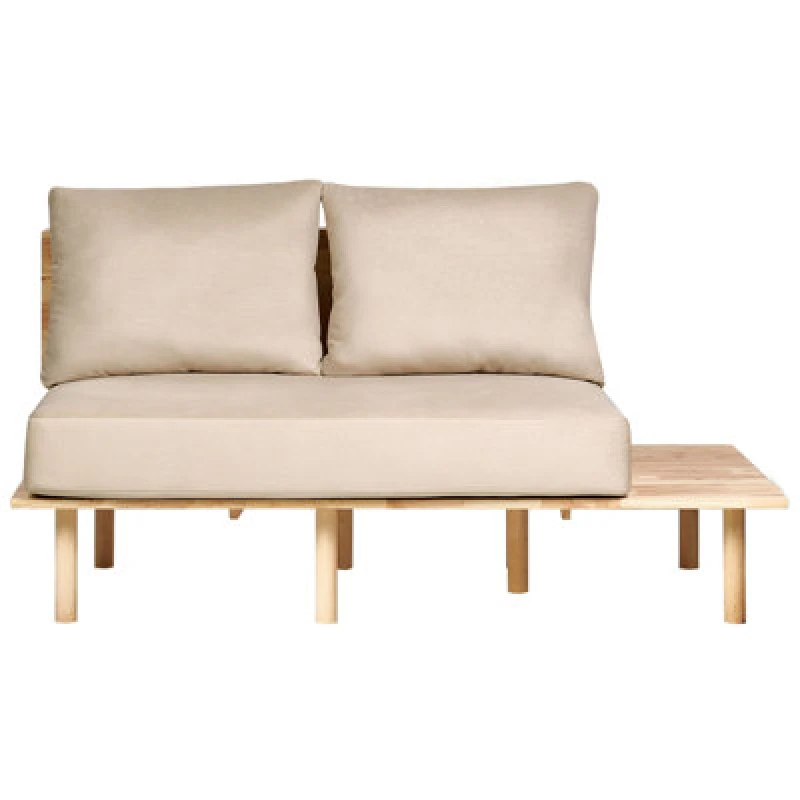 Image of Beliani Sofa 2 Seater Salo Fabric Sand Beige With Tables