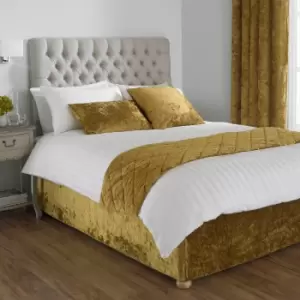 image of Verona Crushed Velvet Bed Runner Ochre