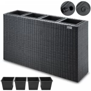 image of Plant Pot Poly Rattan 95x27x60cm Flower Planter Garden Outdoor Indoor Patio Tall Black