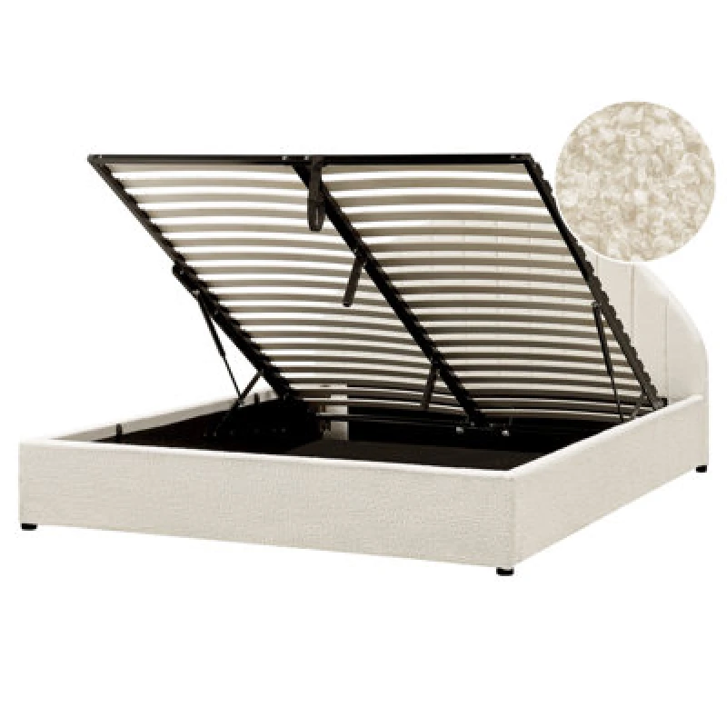 Image of Beliani Ottoman Bed Boucle Chadenet 160 X 200 Cm (Eu King Size) Off-White