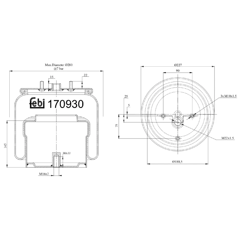 Image of FEBI BILSTEIN 170930 Boot, air suspension Front Axle Boot,air suspension (324)