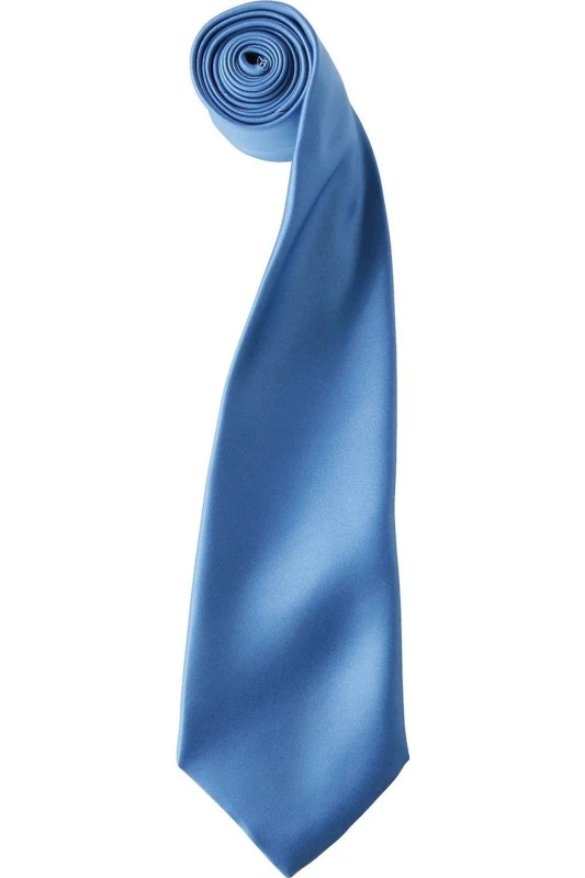 Image of Premier Premier Colours Satin Tie in Mid Blue Mid Blue One Size Unisex 5063470723034