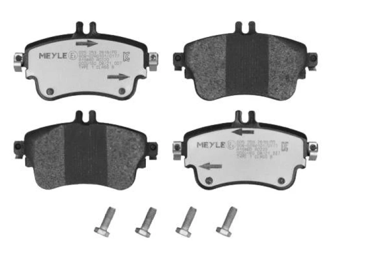 Image of MEYLE 025 253 2619/PD Brake pad set Front Axle, prepared for wear warning indicator, MEYLE-PD Quality, with anti-squeak plate Brake Pad Set,disc brak