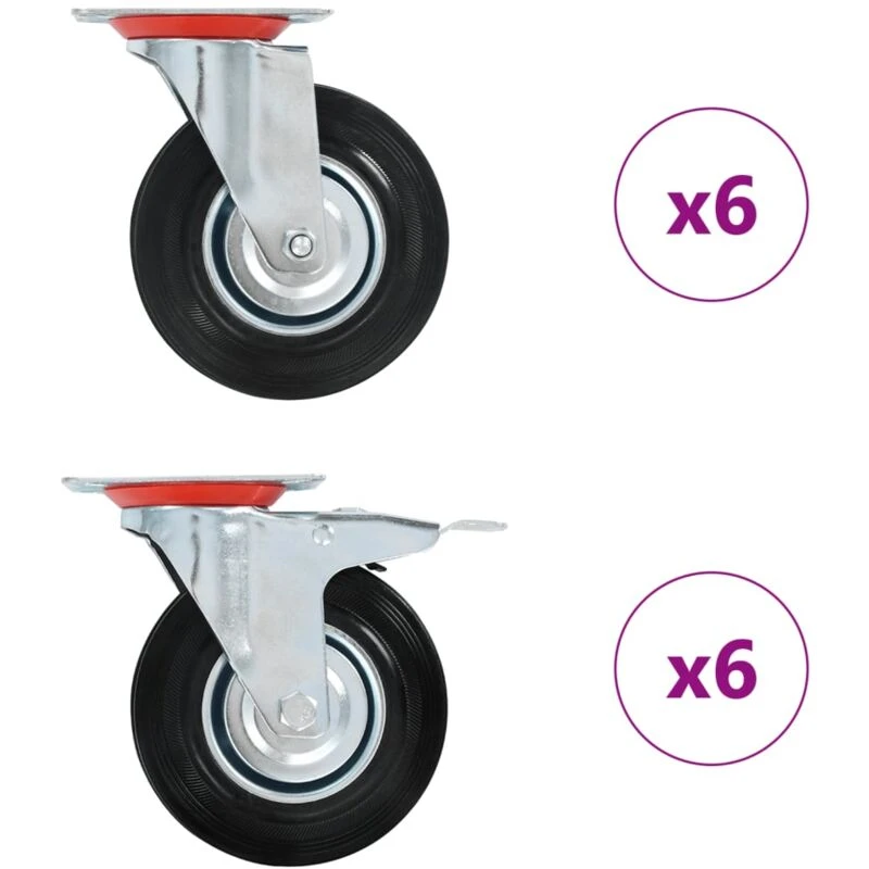 Image of VIDAXL 12 pcs Swivel Casters 125mm Vidaxl 8719883718149