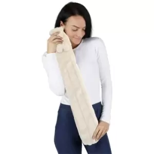 image of Hot Water Bottle Extra Long Hot Water Bottle with Faux Fur Cover, Pain Relief Comfort Removable Cover (Cream)