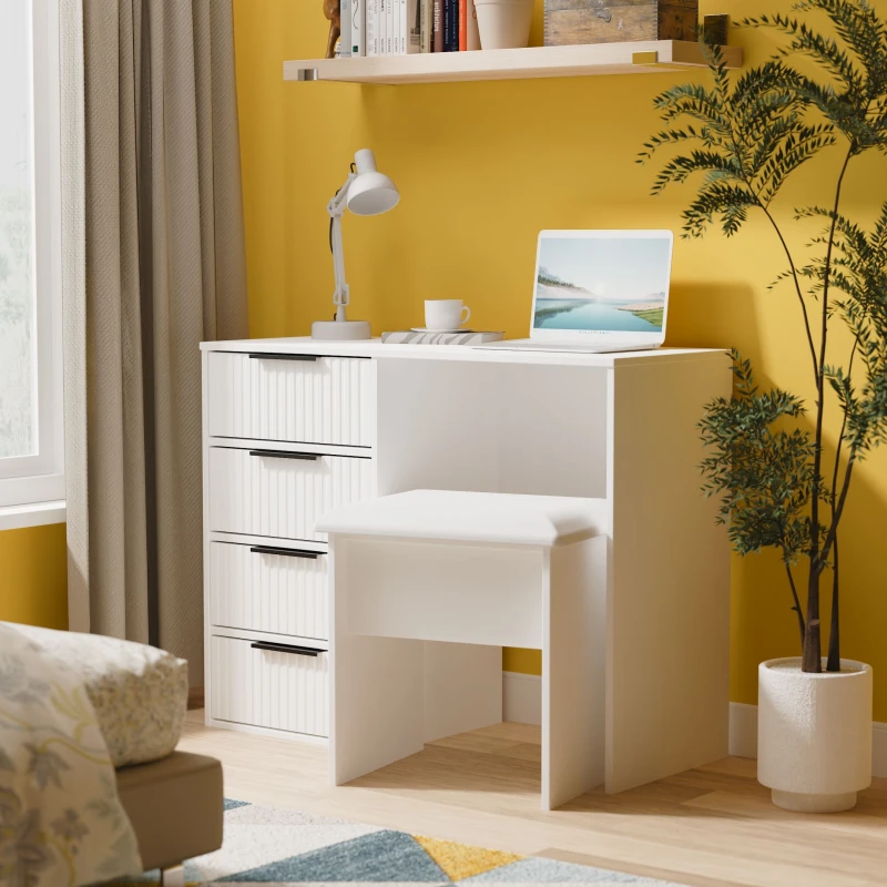 Image of Ready Assembled 2 U Menai 4 Drawer Vanity (Ready Assembled) in White White Unisex