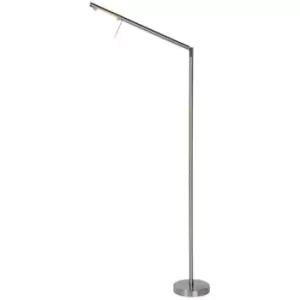 Image of Lucide BERGAMO - Floor Reading Lamp - LED Dim. - 1x7,2W 3000K - Satin Chrome