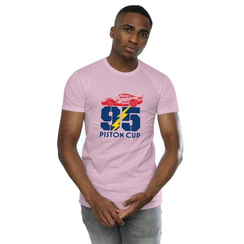 Image of Disney Men Cars Piston Cup 95 T-Shirt in Baby Pink Size: Small Baby Pink S Male 5059568305404