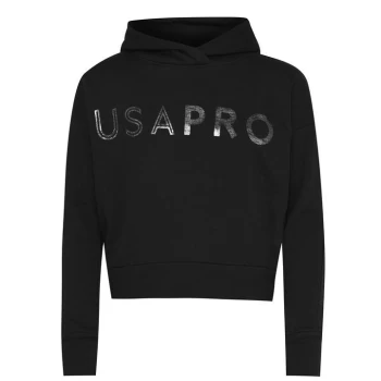 image of USA Pro Logo Cropped Hoodie - Black