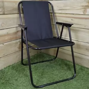 image of Hamble Distribution - Black Folding Canvas Camping / Festival / Outdoor Chair with Plastic Arm Rests