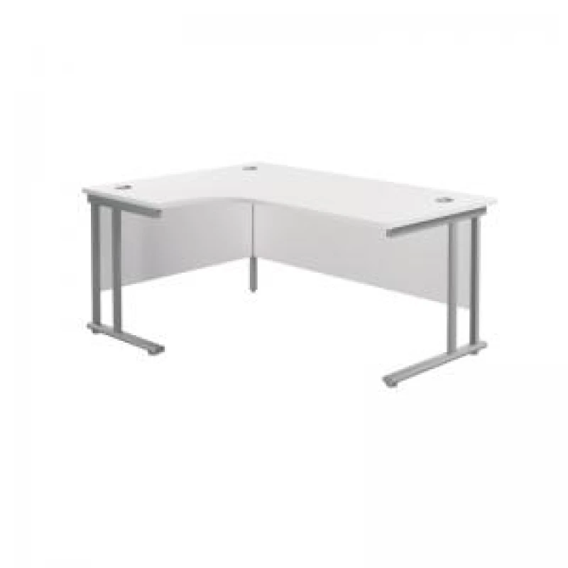 Image of Jemini Radial Left Hand Cantilever Desk 1800x1200x730mm White/Silver KF807797