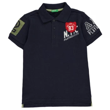 image of Benetton Benetton Junior Boys Short Sleeved Polo Shirt - Blue