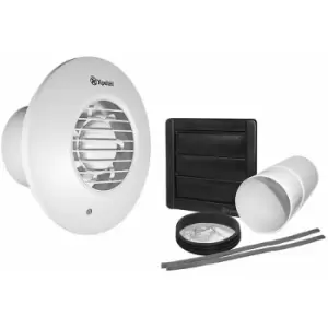 image of Xpelair DX100PIRR PIR Control Round Extractor Fan with Wall Kit (93010AW)