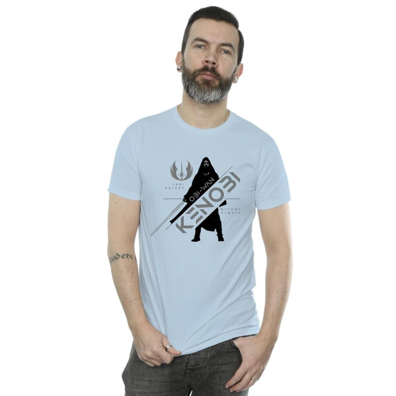 Image of Star Wars Star Wars Men Obi-Wan Kenobi Jedi Knight T-Shirt in Baby Blue Size: Small Baby Blue S Male 5059934429741