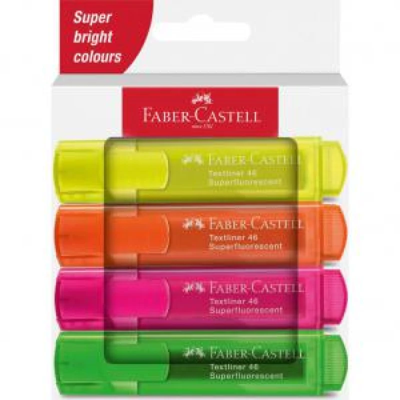 Image of Faber-Castell Highlighter Textliner 46 Assorted Colours Pack 4 - EXR49174SQ