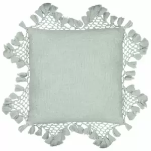 Image of Anko Macrame Tassel Trim Cushion Eucalyptus, Eucalyptus / 45 x 45cm / Cover Only