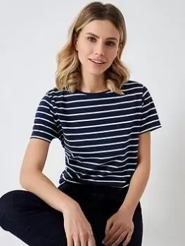 Image of Crew Clothing Breton Stripe T-Shirt - Navy, Size 18, Women