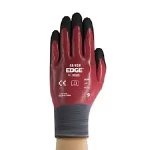 image of 48-919 Edge Nitrile Double Coated Glove Black+Red Size-9