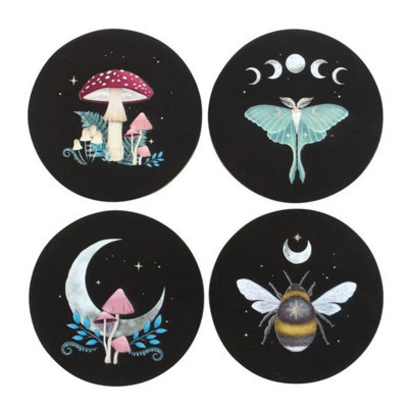 Image of Something Different Something Different Dark Forest Coaster Set (Pack of 5) in Black One Size Unisex 5063527672964
