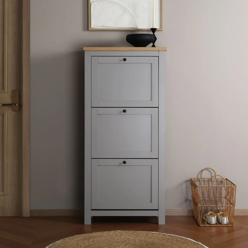 Image of Home Garden Direct Wiltshire Shoe Cabinet - Grey Grey Unisex