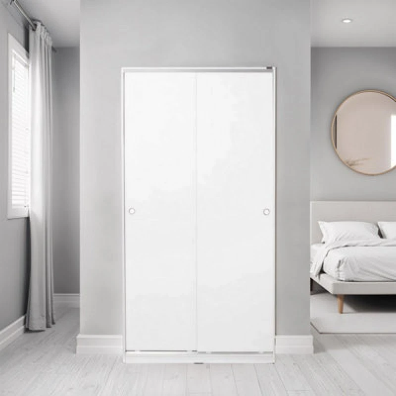 Image of FWStyle FWStyle White 2 Door Double Compact Sliding Wardrobe White One Size Unisex 5056413131010