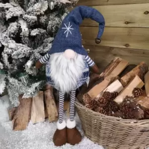 Image of 95cm Tall Christmas Gnome Gonk Nordic Decoration Blue Body Hat And Bell Standing
