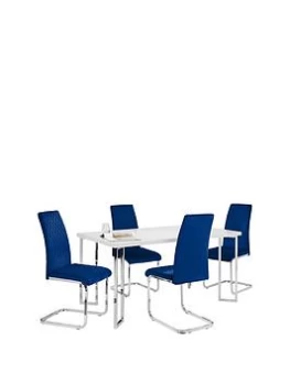 image of Julian Bowen Manhattan Set Of Table & 4 Velvet Chairs