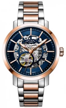 image of Rotary Greenwich G2 Automatic Two-Tone Bracelet Skeleton Watch