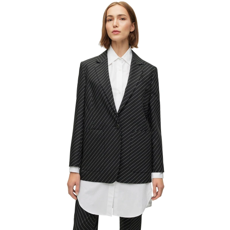 Image of Boss Womens Jakua Structured Tailored Formal Jacket Black female 4 (XXS)