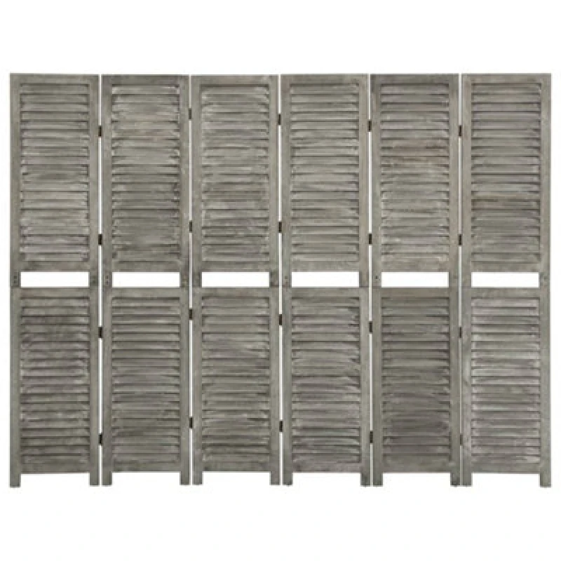 Image of VIDAXL 6-Panel Room Divider Grey 214x166cm Solid Wood Vidaxl 8720286655108
