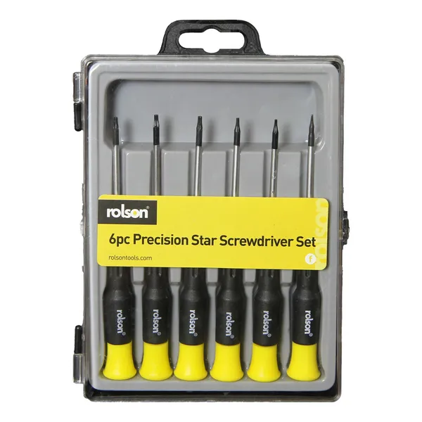 Image of Rolson Precision Star Screwdriver Set 6 Pieces In Storage Case