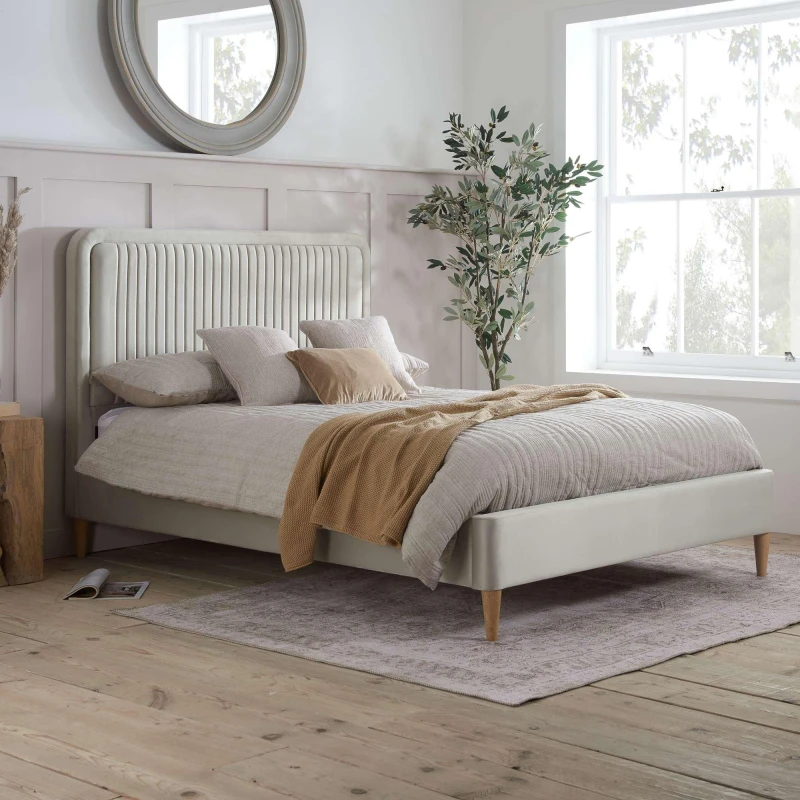 Image of Birlea Cromarty 4ft6 Double Warm Stone Fabric Bed Frame