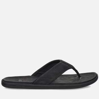 Image of UGG Mens Seaside Leather Flip Flops - Black - UK 10