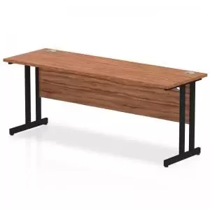 Image of Impulse 1800 x 600mm Straight Desk Walnut Top Black Cantilever Leg