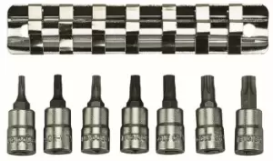 image of Teng Tools M1408TX 1/4" Drive 7 Piece TX Bit Sockets Clip Rail