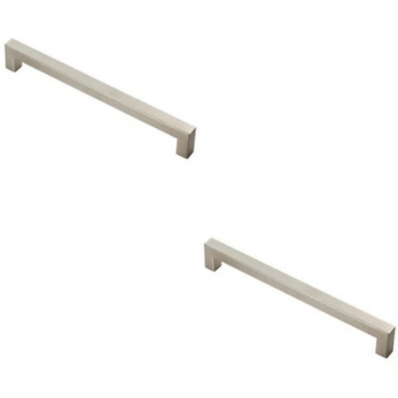 Image of Loops 2x Square Linear Block Pull Handle 206 x 14mm 192mm Fixing Centres Satin Steel Metallics unisex