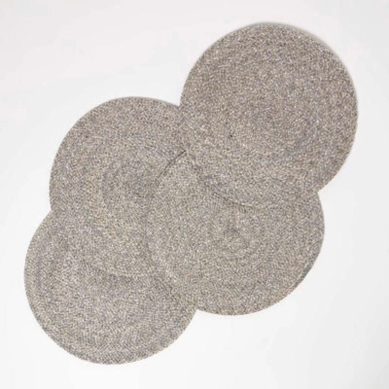 Image of Homescapes Handwoven Round Placemats Set of 4 Silver