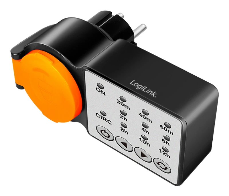 Image of LogiLink ET0015 electrical timer Black. Orange Daily/Weekly timer