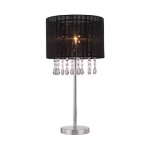 Image of Leta Table Lamp with Round Shade, Black, 1x E27