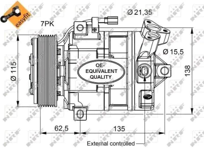 Image of NRF 32692 AC Compressor EASY FIT, PAG 46, with seal ring, with gaskets/seals Compressor,air conditioning (447)